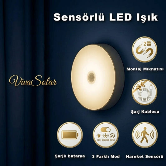 Hareket Sensörlü USB Şarjlı Sarı LED Işık